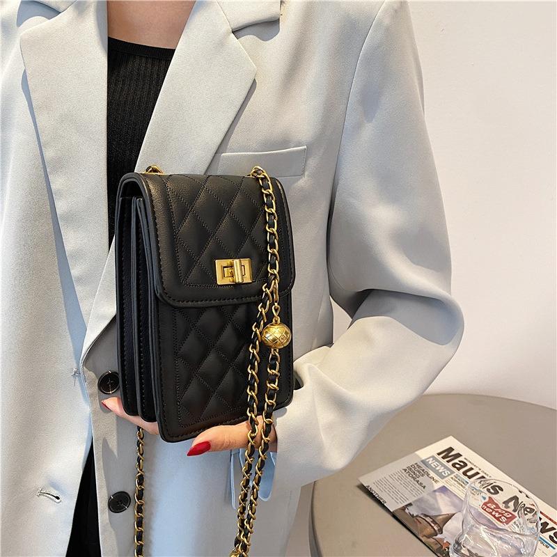 New women's bag fashion diamond bag women's fashion casual shoulder messenger bag texture chain bag