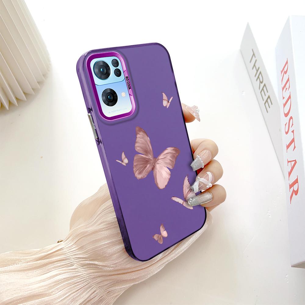 Painted Pattern Colorful Sliver Double Sided Hard Shell Shockproof Anti-fall Phone Casing for OnePlus OPPO Reno Realme
