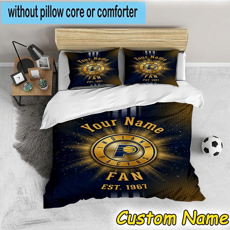 3pcs Custom Name Pacers Basketball Team  Bedding Set Includes 1 Duvet Cover & 2 Pillowcases for All Seasons Dormitory Home Decor Christmas gifts