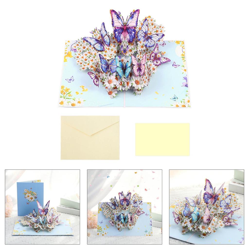 Greeting Card with Envelope Florals and Butterfly 3D Popup Blessing Card Birthday Card for Mother Girlfriend Daughter
