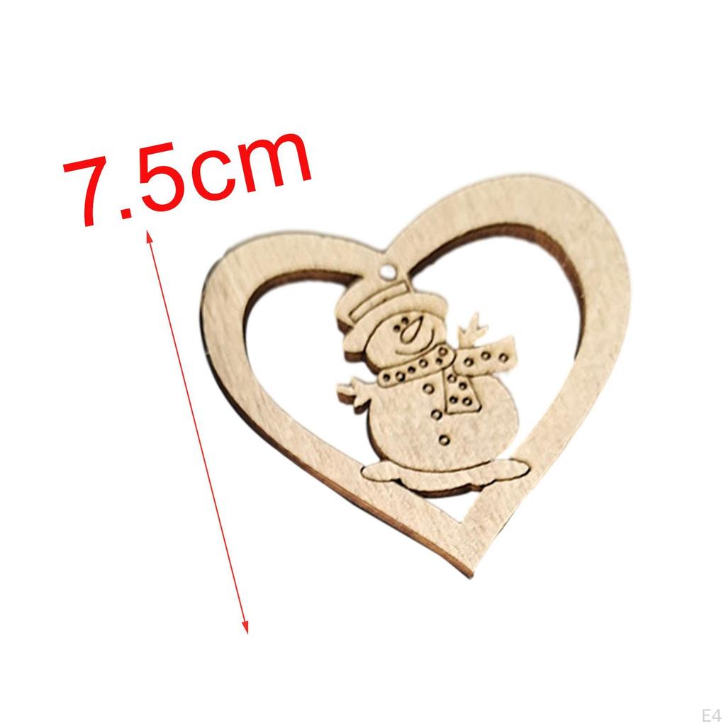 10 Pieces Unfinished Wooden Cutouts Christmas Tree Decoration Hanging Unpainted DIY