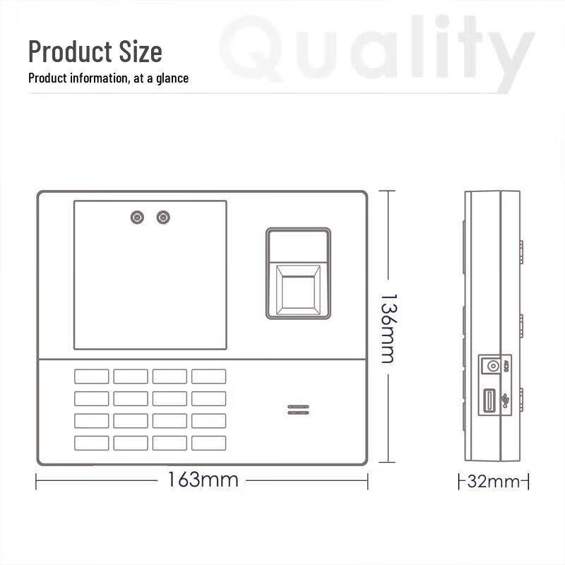 Deli 13888S Fingerprint Facial Recognition Time Attendance Machine CN plug (adapter included)