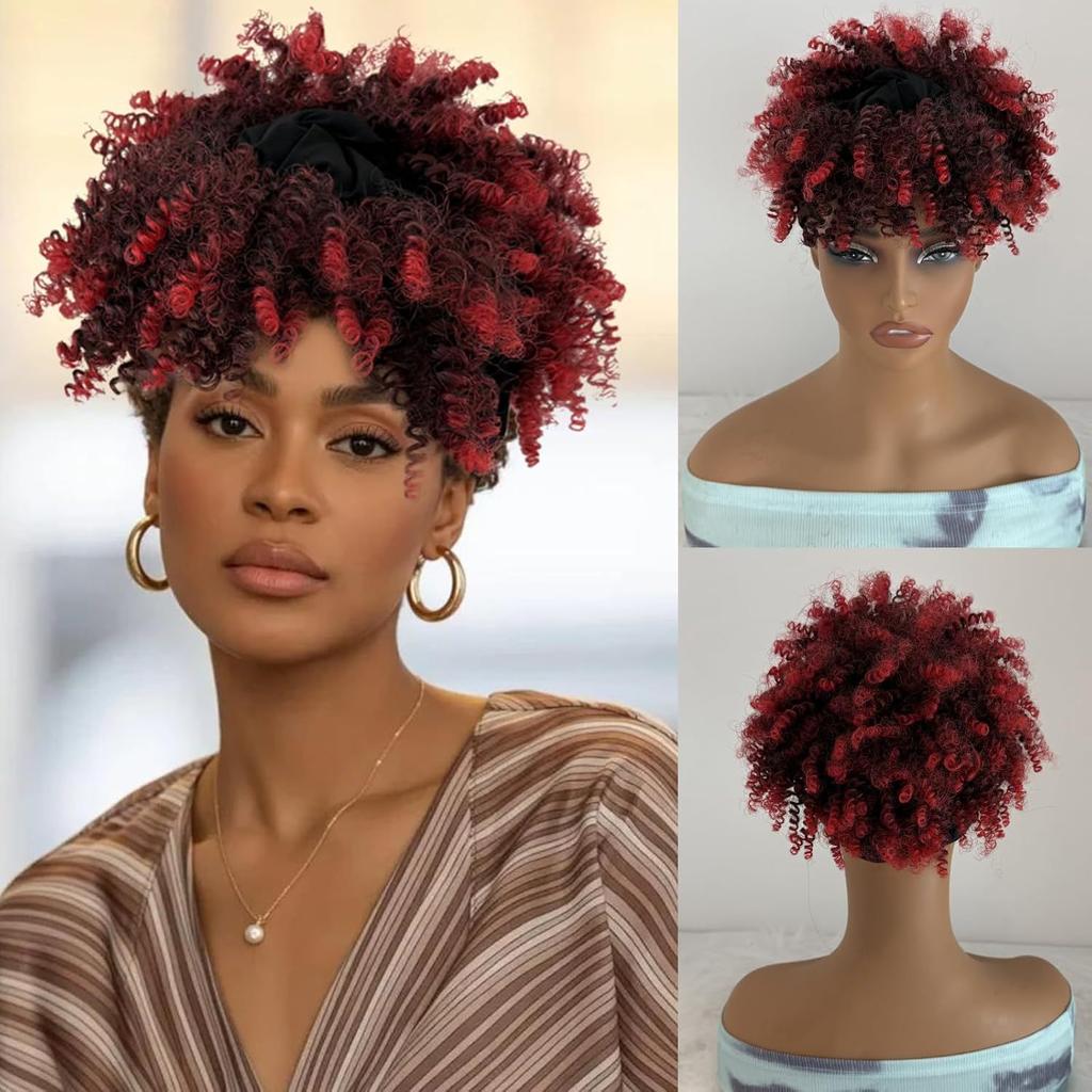 Foreign Trade Explosions African Small Curly Hair Bangs Adjustable Medium Integrated Headband Wig High-Temperature Silk