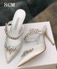 Fashion Couture! French Pointed Flat Sandal Rhinestone Goddess Fan Niche Design Sense High Heel Half Drag