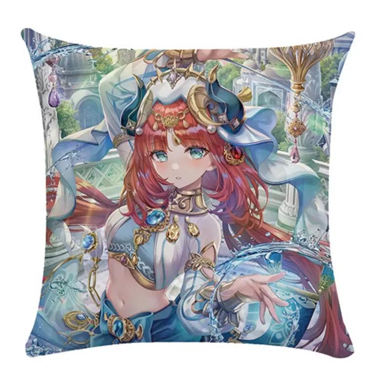 40/45/50cm Genshin Pillowcases Dormitory Sofa Bedside Cushion Cover Cartoon Anime Home Decor Throw Pillow Case