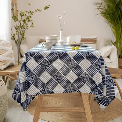 Japanese Style Fabric Cotton And Linen Tablecloth Corrugated Wave Household Coffee Table Tablecloth Literary And Artistic Fan Photography Background