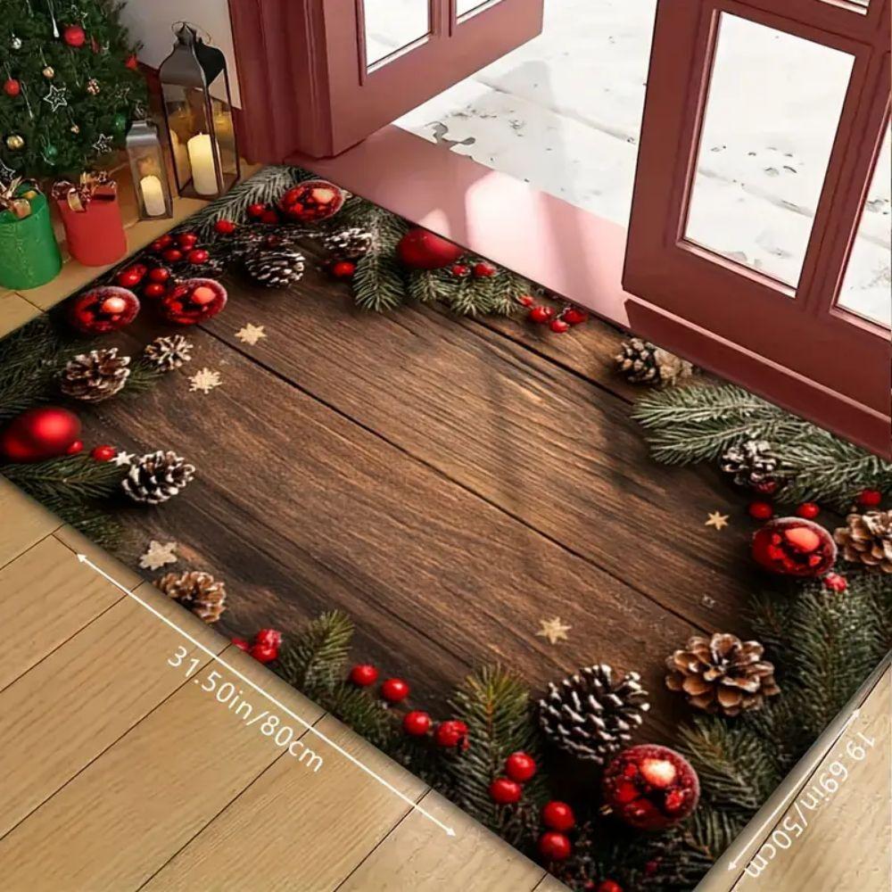 Wood-Grain Design, Pine Tree Pattern, Entry Door Carpet Home Decoration, Bathroom Anti-Slip And Stain-Resistant Floor Mat