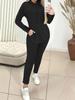 Damen Rippstrick Hoodie und Lange Hose Set Herbst/Winter 2025