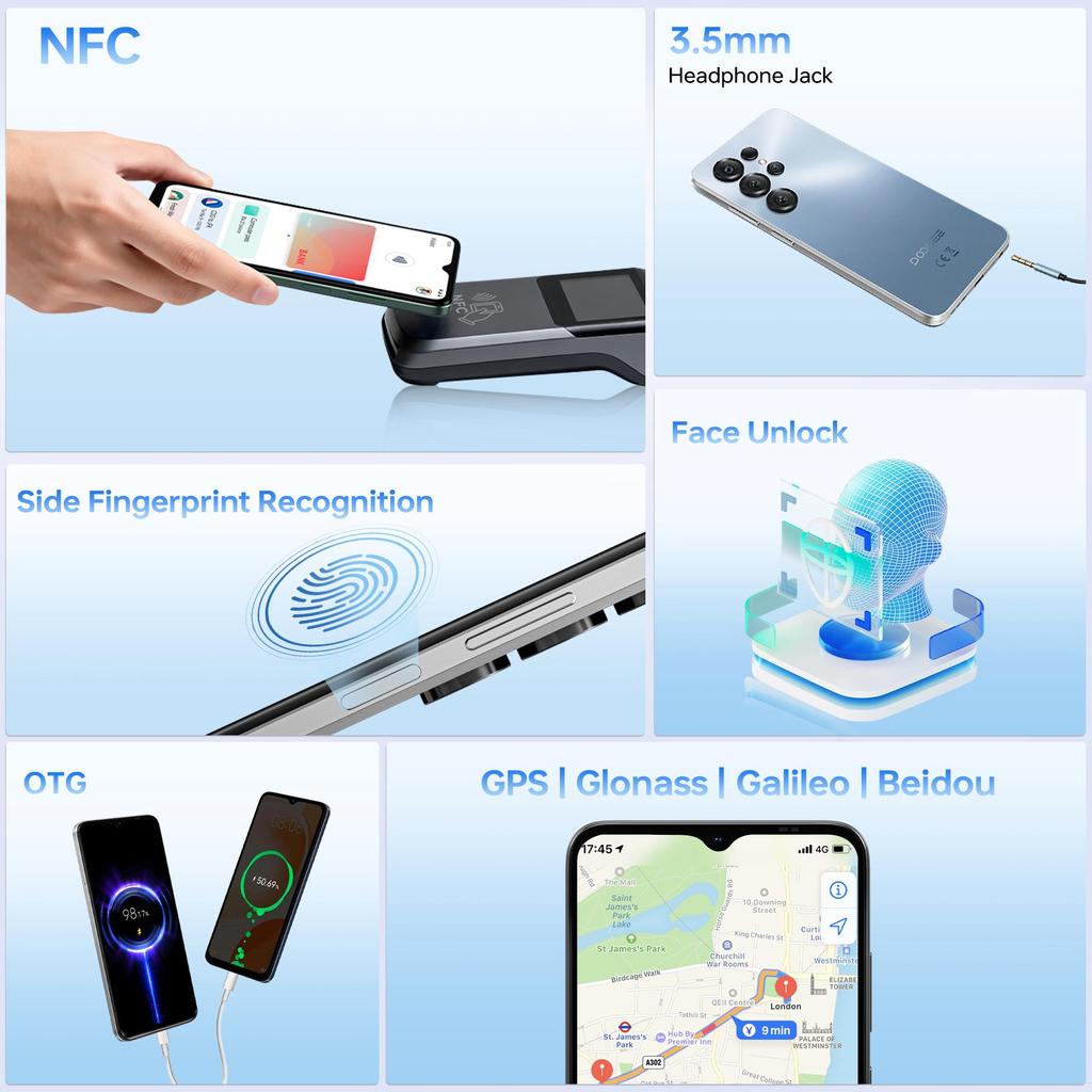 DOOGEE NOTE56XPRO Android 16 Smartphone, 32GB RAM+128GB ROM/2TB Smartphone, 6150mAh Smartphone 8.45mm Slim, 6.56" HD+ Display, 13MP+8MP, NFC/Gemini AI