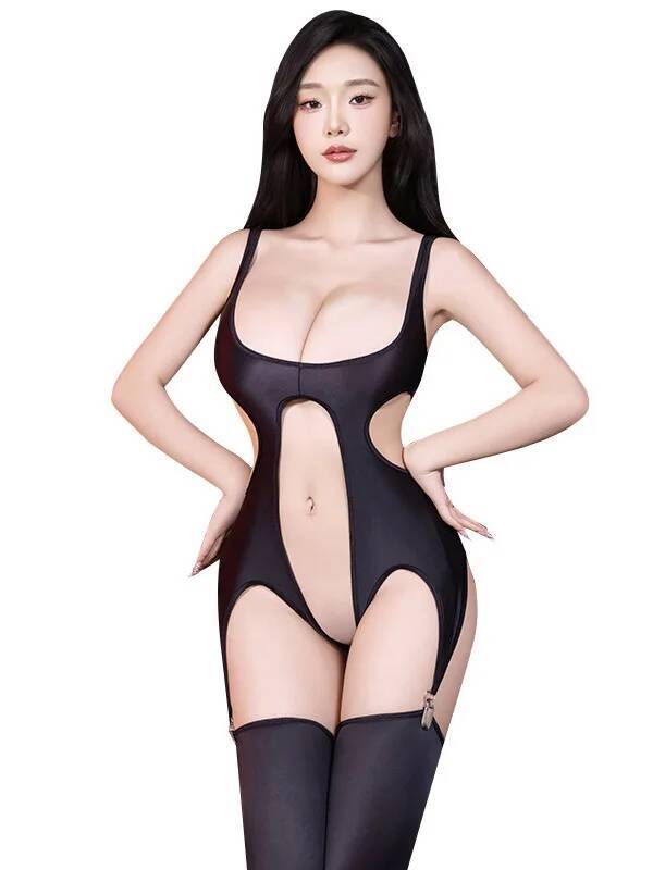 Sexy Hot High-Cut Sexy Tight High Elastic Glossy Pure Desire Passion Hollow Out One-Piece Bodysuit Women Rompers Clothing Ixp8