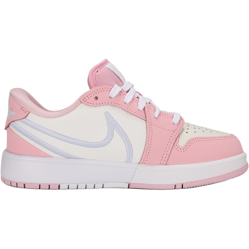 Jordan Air  1 Valentines Day Comfortable Versatile Low-Top Kids Basketball Shoes Unisex Sneaker Pink White HQ2024-602