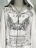 2000s Retro Vintage Sweatshirt Women Clothes White Print Tunic Hooded Y2k Coat Streetwear Fashion Casual Hoodies Tops Ropa Mujer