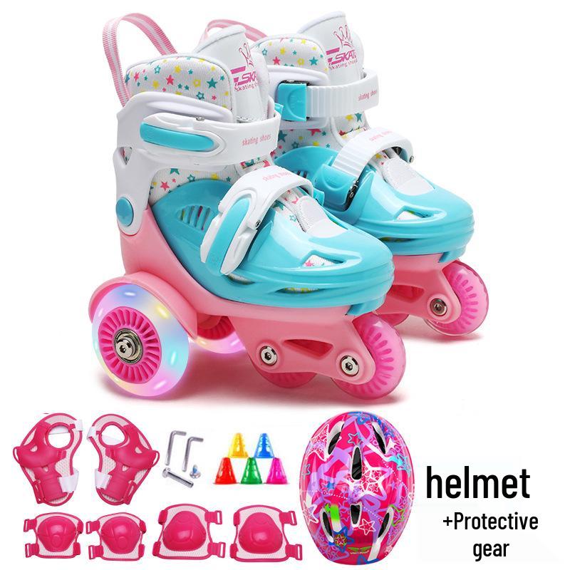 Custom Kids' Beginner Inline Roller Skates with Flashing Double Row Wheels