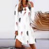 Women's Autumn/Winter Fashion Loose Pullover Printed Long Sleeve Split Dress