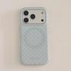 Cute Blue Polka Dot Pattern Magnetic Phone Case for iPhone 13 14 15 16 17Pro Max Shockproof Wireless Charge Cover for Magsafe