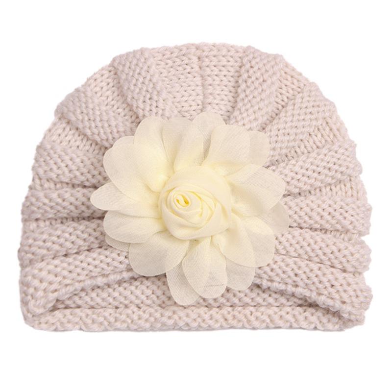 Autumn and winter new baby wool flower hat, children's warm flower pullover hat, baby hat
