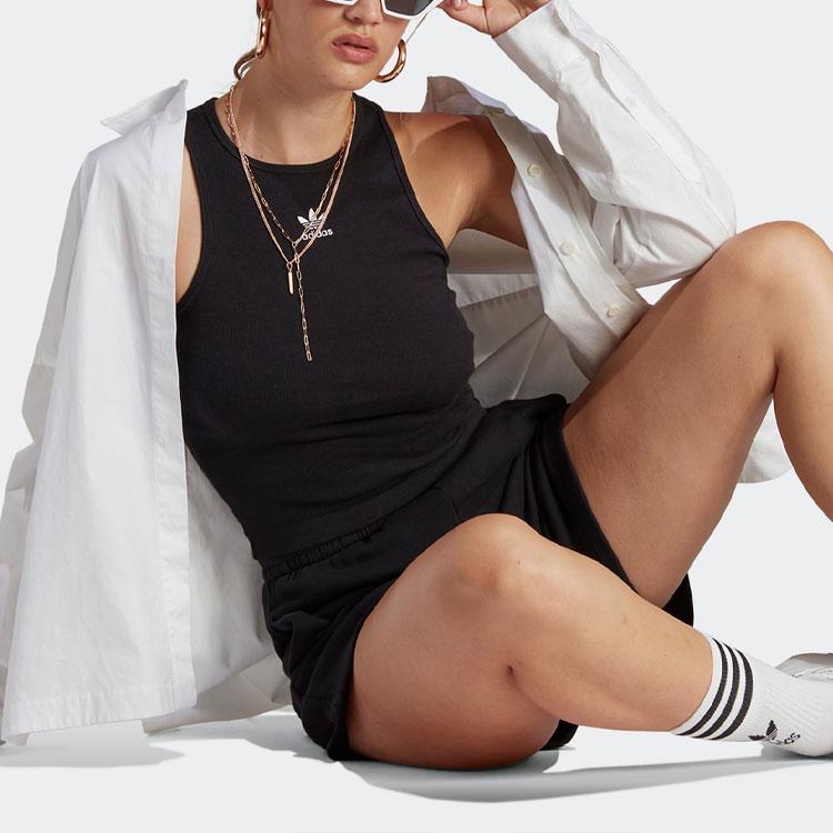 Adidas Originals Adicolor Essentials Rib Logo Tank Top Women Tops Black IB9110