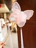 Butterfly Three-Dimensional Flower Mesh Circular Fan Retro Style Long Brush Holder Tassel Photography Dance Temple Fan Female
