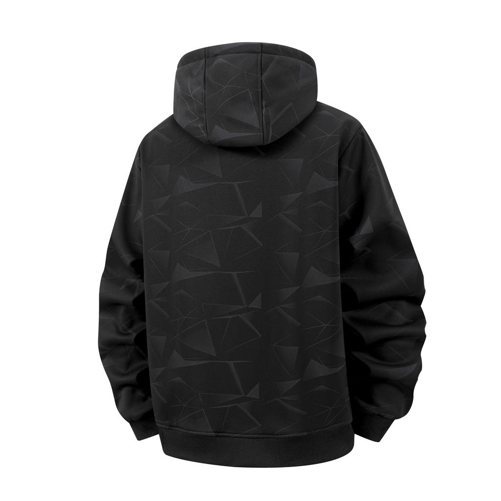 Autumn and Winter New Lamb Fleece Coat Men's Trendy Geometric Print with Thick Fleece Hoodie Jacket Hoodie