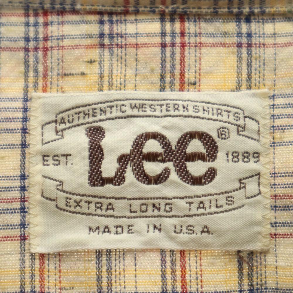 Lee 80s Made In USA Vintage Check Long Sleeve Western Shirt Beige Men's Used