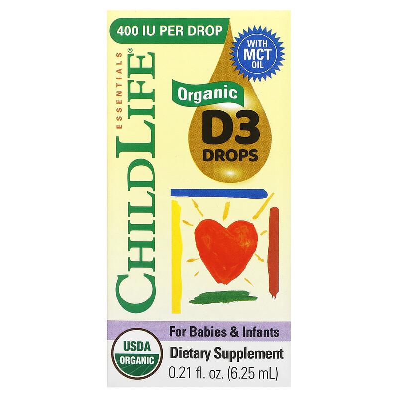 Organic D3 Drops for Babies & Infants, 0.21 fl oz (6.25 mL)