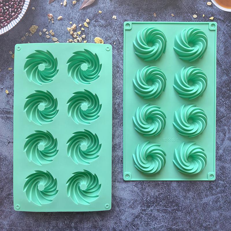 Porous Spiral Cake Silicone Mold Baking Tool Doughnut Chocolate Jelly Ice Cube Mold Biscuit Decor Making Soap Candle Mould Gifts