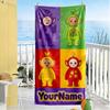 Teletubbies Customize Text Beach Towel High Absorbency & Quick-Dry Ideal for Travel Outdoor Swim Pool Yoga Surf Camping Hiking Gym Gift Holiday