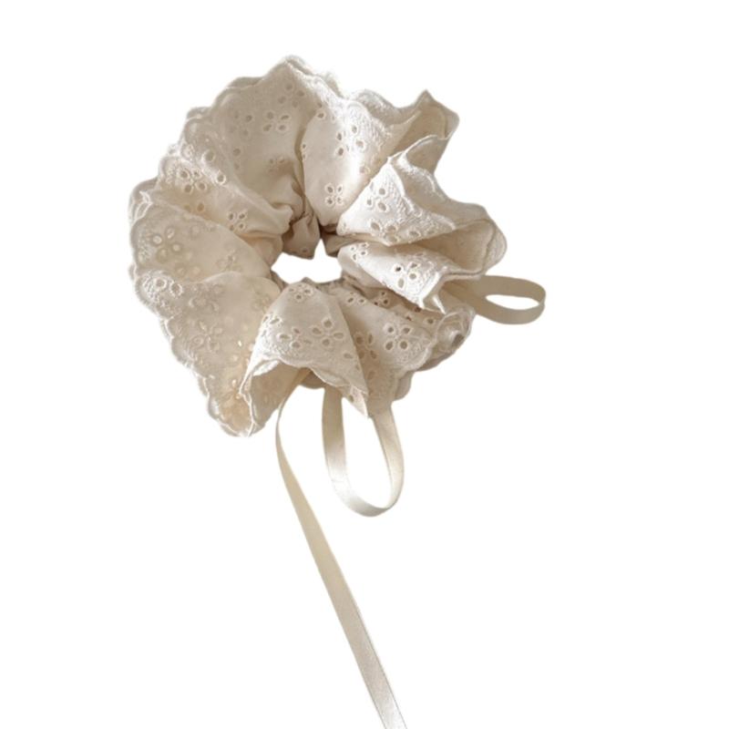 Elegant Lace Trim Drawstring Hair Ties For Women Soft And Stylish Scrunchies Great For Various Hair Types