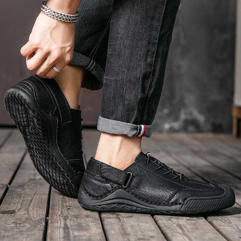 Leather Men Sneakers Flat High Quality Causal Men Shoes Boat Shoes Mesh Breathable Hiking Shoes