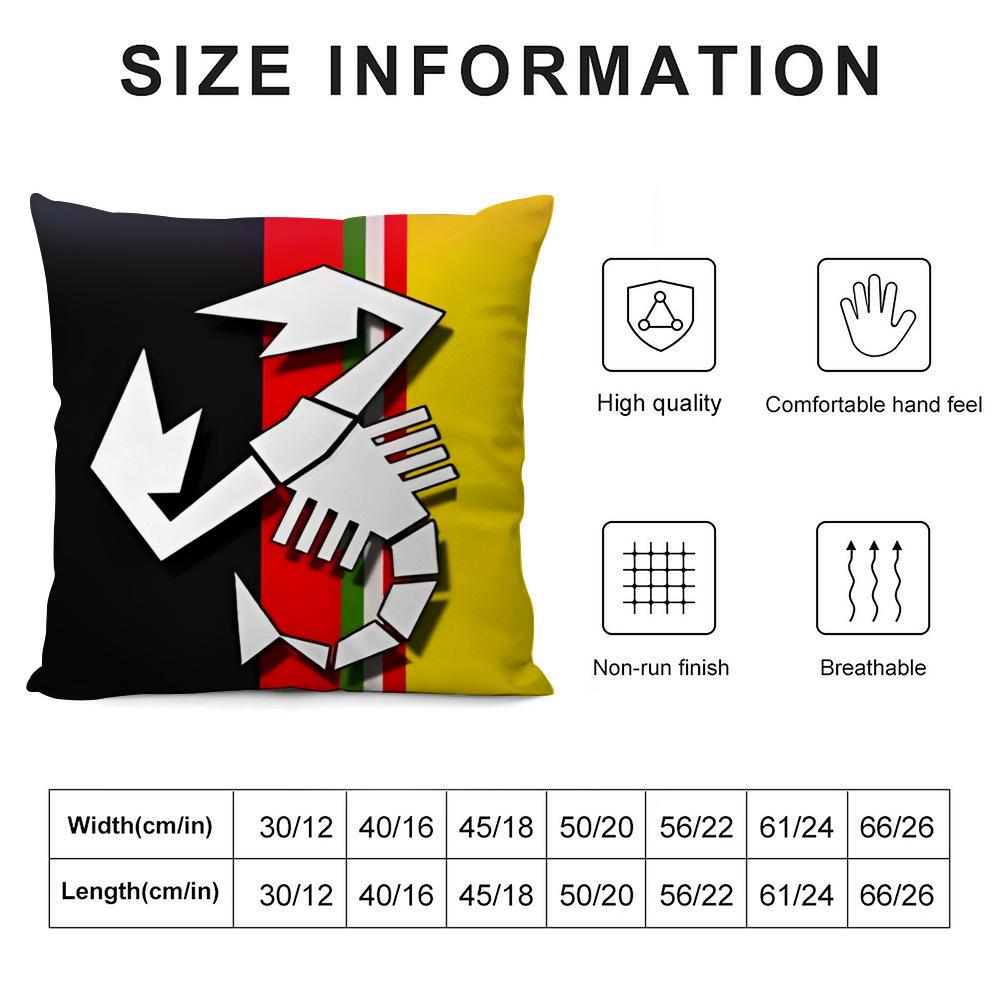 A-Abarth Scorpionn Brand Cushion Cover Pillowcase Ultra Soft Skin Friendly Fabric Cloud Like Comfort & Concealed Zipper
