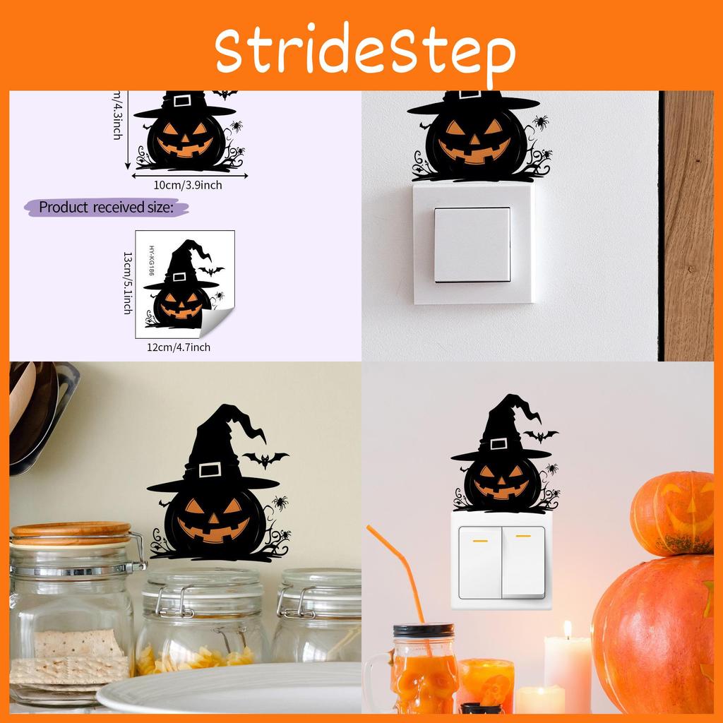 Halloween Pvc Pumpkin Witch Hat Spider Switch Sticker Living Room Decor Wall