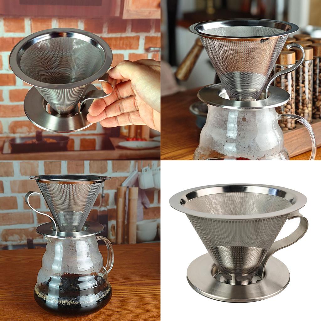 Stainless Steel Coffee Dripper Hand Drip Coffee Maker Stainless Steel Filter Cup Manual Coffee Filter for Home Use