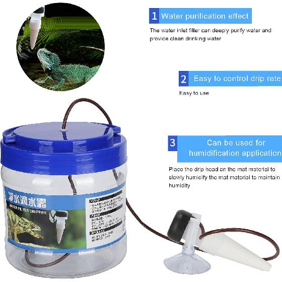 LAJS Reptile Water Dripper, Drip Irrigation Tool Accessories 1300ML for Geckos/Lizards/ for Pet Home
