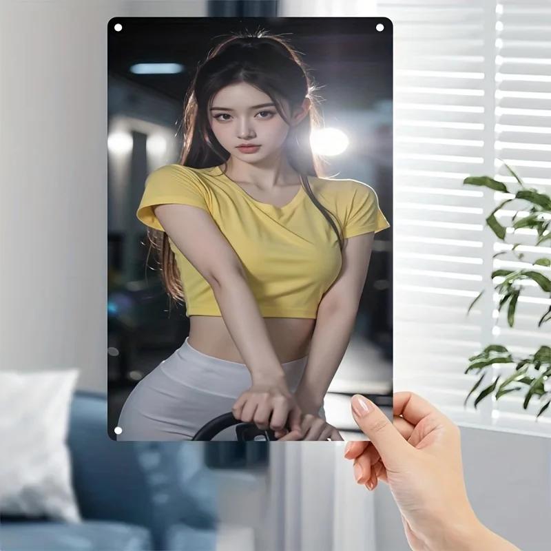 Korean Beauty Woman Metal Sign Wall Decor for Home Cafe Bar K-Drama Artwork Poster
