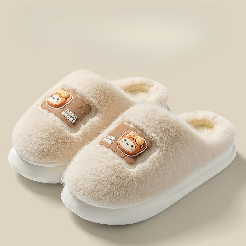 Cartoon Shoes, Cotton Slippers, Indoor Home Warmth, Fleece Thick-soled Light Slippers