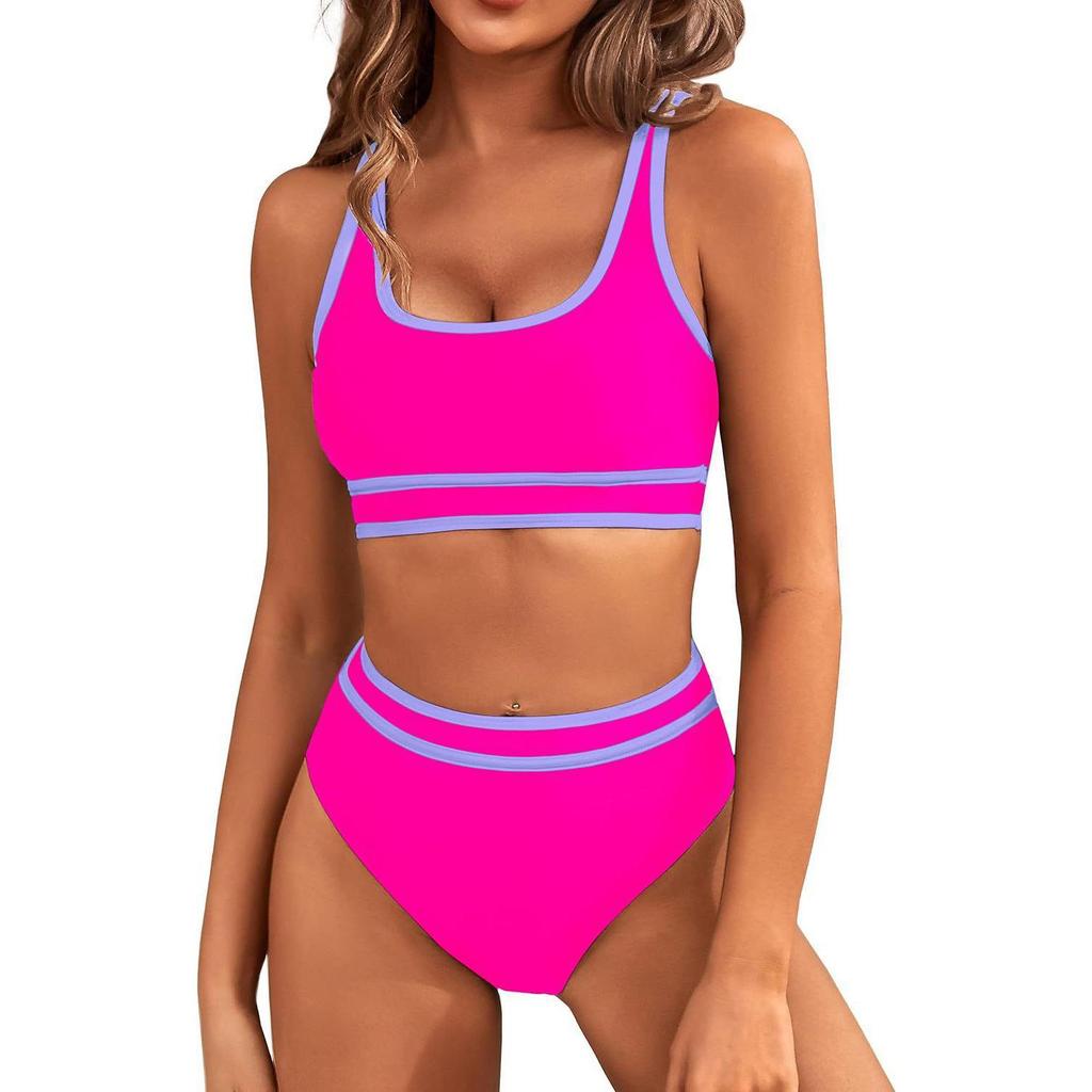 European and American Sexy Solid Color Split Bikini Swimwear for Women