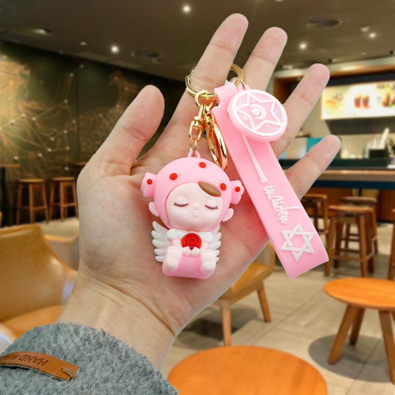 Adorable Creative Angel Baby Keychain Rubber Key Accessory Cartoon Style