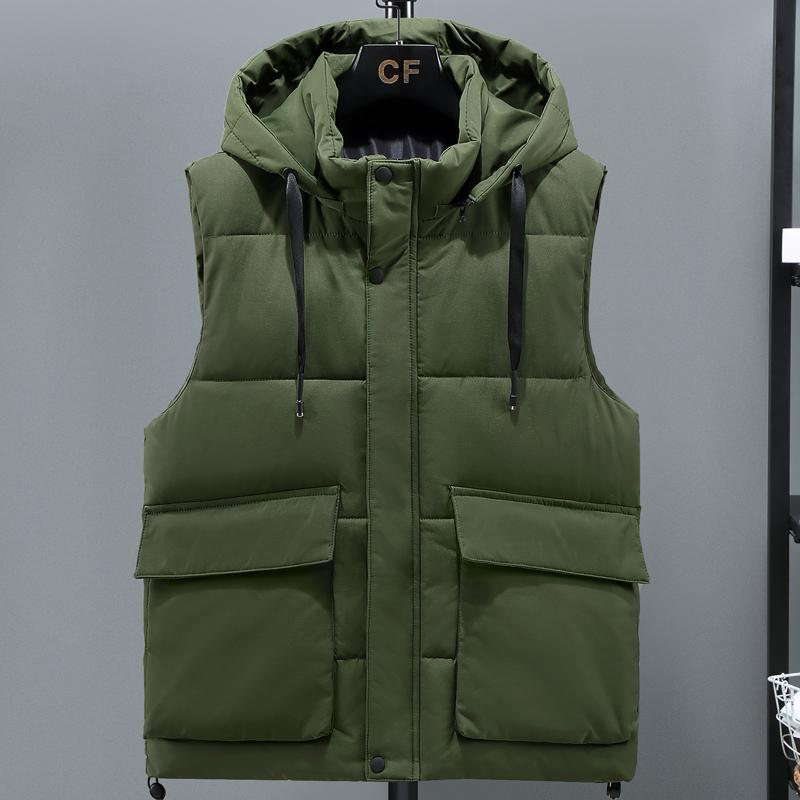Plus Size L-8XL Fashion Men's Winter Sleeveles Jackets Hooded Casual Thick Warm Vests Men Coat