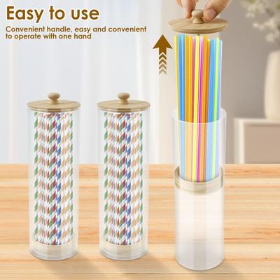 Clear Acrylic Straw Holder With Lid Dust Proof Multipurpose Tumbler Straw Organizer for Organizing Pen Cutlery Makeup Brush
