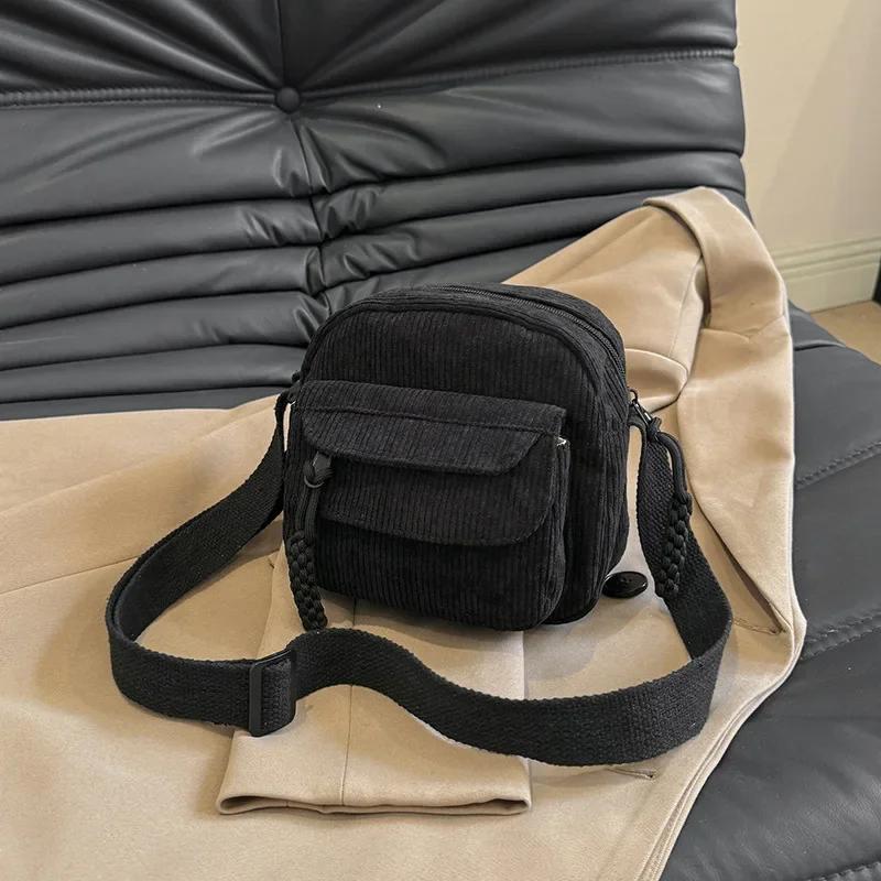 New Corduroy Women's Small Shoulder Bag Teenager Girl Crossbody Bag Bolsa Cute Tote Student Street Korean Harajuku Messenger Bag