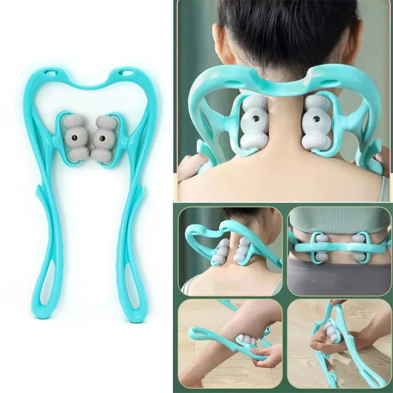 Deep Tissue Neck Massager 360 Roller For Neck Shoulder Waist Leg Foot Pain Relief Handheld Relaxer Tool