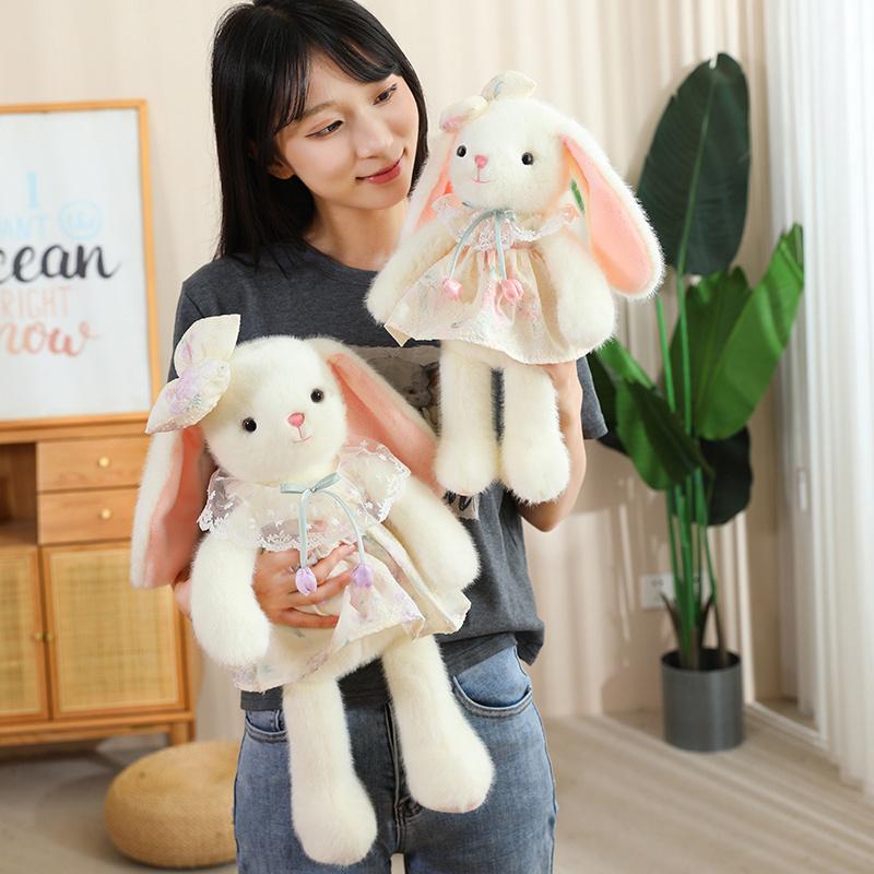 40/50cm Kawaii Nice Dressed Bunny Plush Toy Soft Stuffed Animal Rabbit Plushie Doll Birthday Christmas Gift for Girls Kids