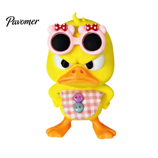 Trendy Room Decor 3D Printed Cute Duck Figurine with Glasses, Angry Pose Desk Decor, Creative Decorative Shelf Displays Office Bookcase Car Ornament,
