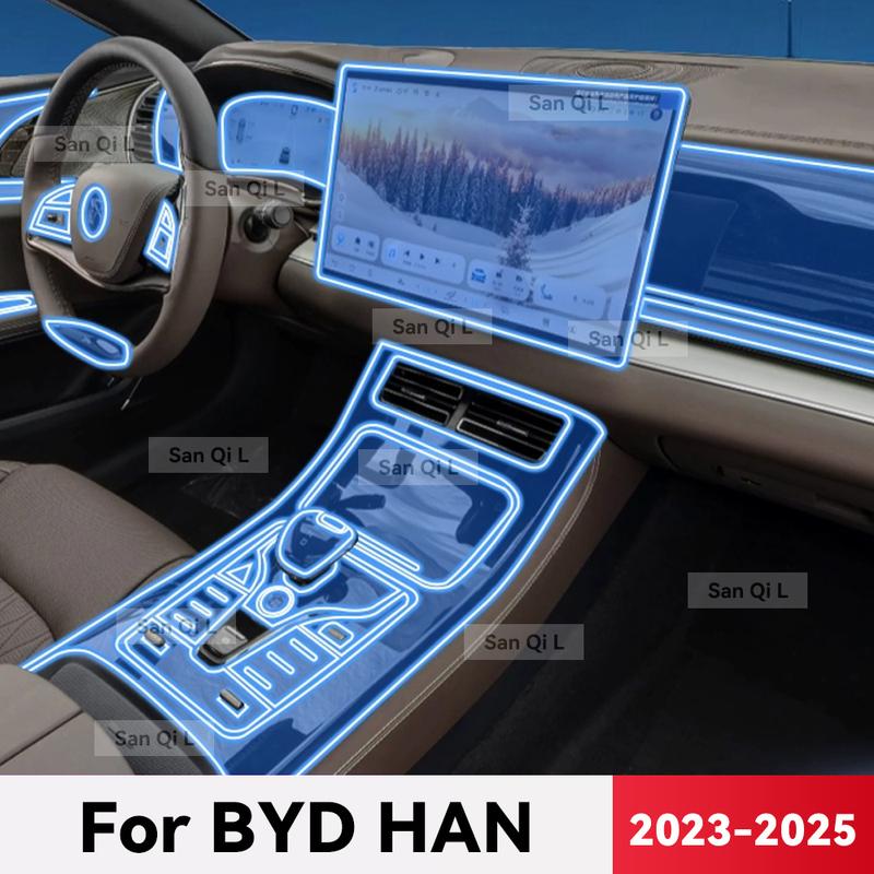 Transparent TPU For BYD HAN  2024 2025 Car Center Console Media Dashboard Navigation Anti-scratch Protector Interior Film