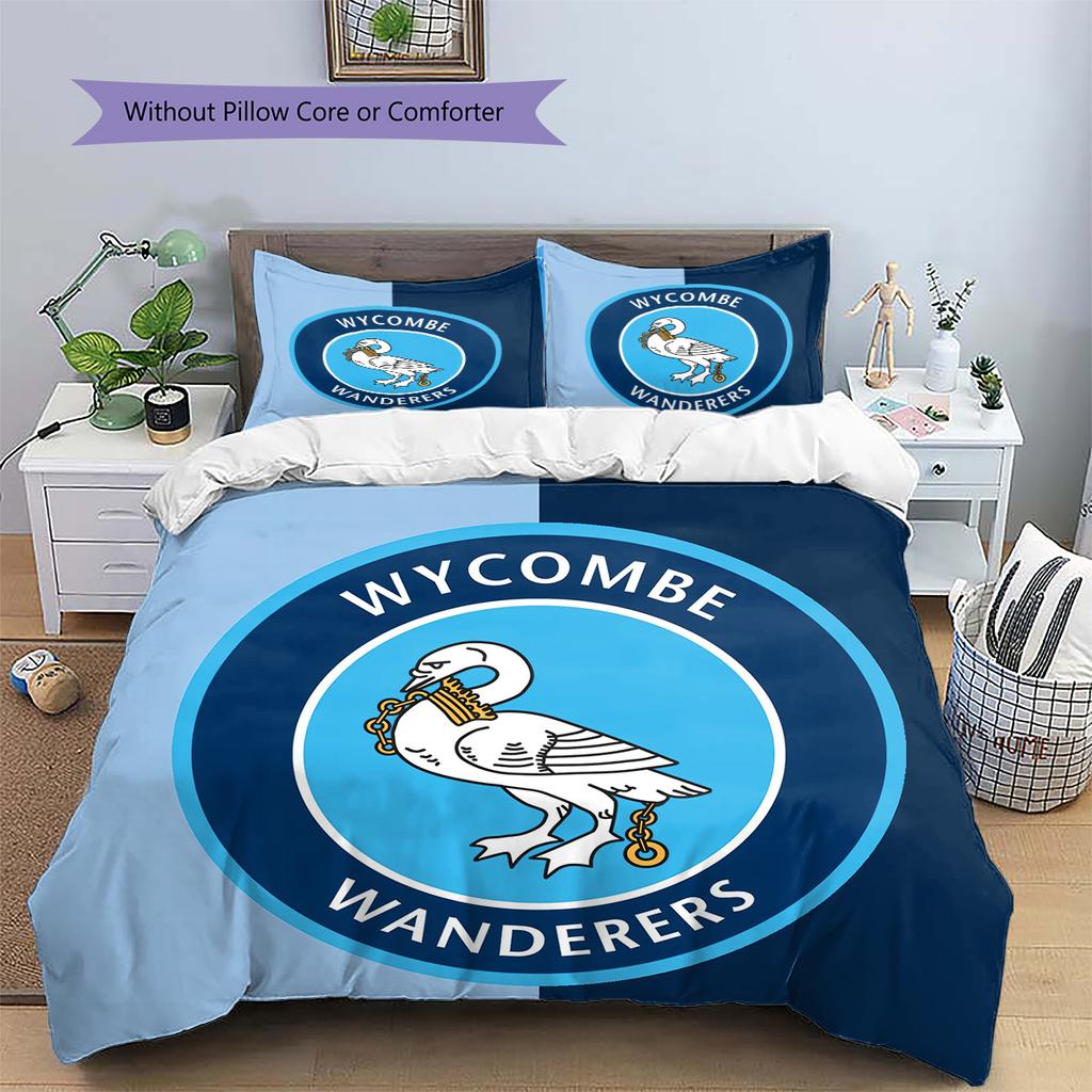 Wycombe Wanderers Pattern Bedding Quilt Set Home Decoration Gift (1 * Duvet Cover + 2 * Pillowcase Without Core)