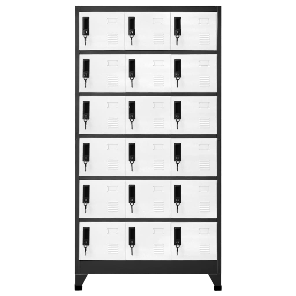Vidaxl Armadietto Chiuso a Chiave, Antracite-Bianco, 90X40X180 Cm, Acciaio