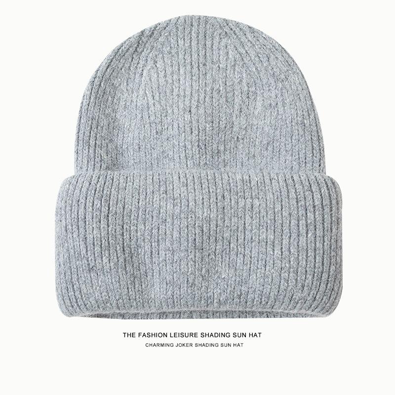 Rabbit Fur Knitted Hat, Big Head Circumference Hat, Small Face, Warm and Cold-proof, Versatile Pullover, Ear Protection, Women's Wool Knitted Hat