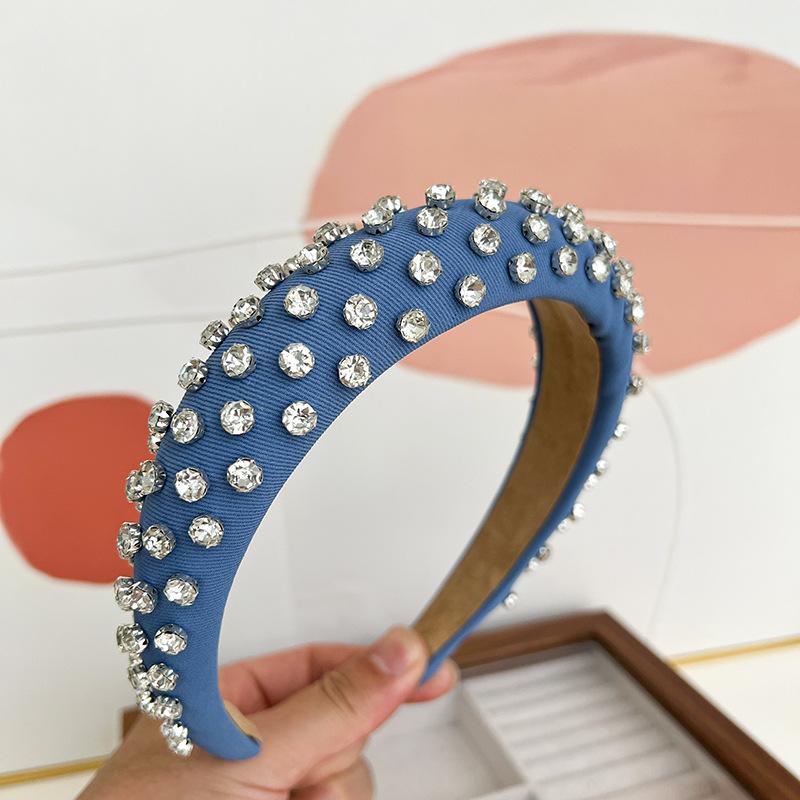 Colorful Full Diamond Popular Rhinestone Hair Accessories Headband For Women Boutique High-end Cotton Crystal Dot Hair Hoops