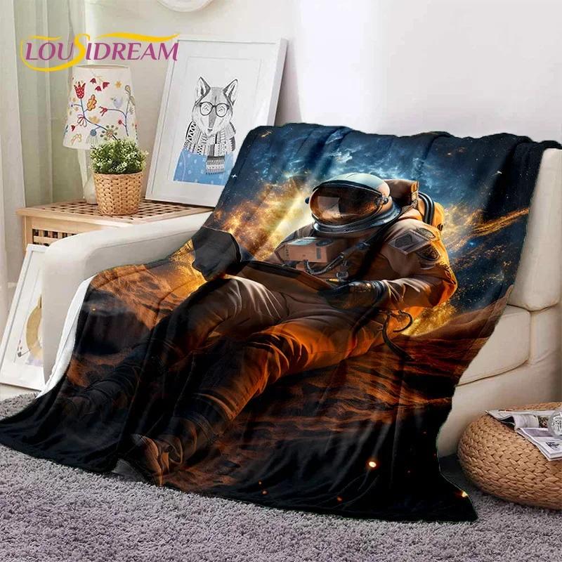 Astronaut Universe Spaceman Outer Space Cartoon Soft Flannel Blanket for Beds Bedroom Sofa Picnic,Throw Blanket Outdoors Leisure