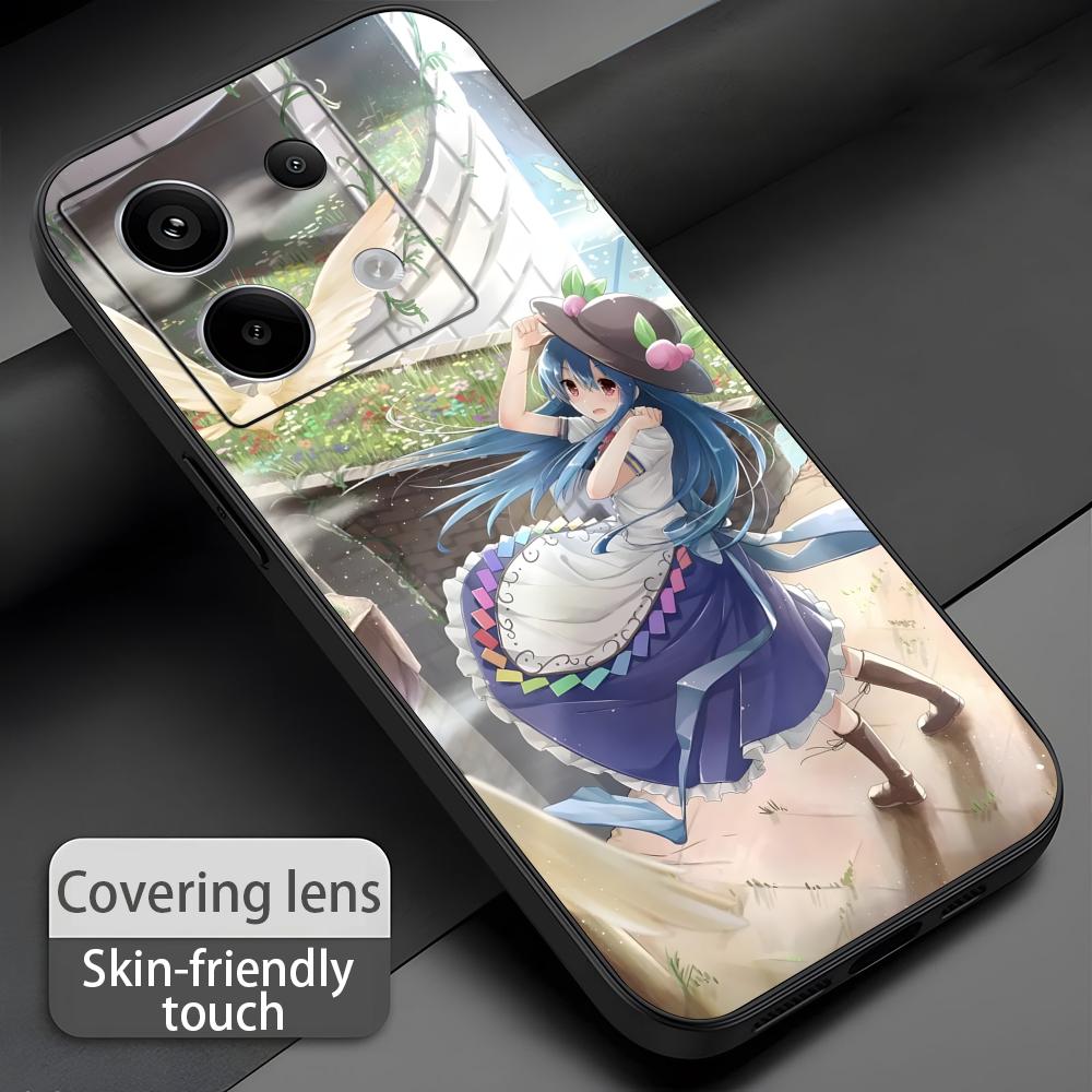 Anime Tenshi Hinanawi Handyhülle für Redmi Note 14 13 12 11 Pro Plus S 5G 14C A3 Weiche Schwarze Handyhülle